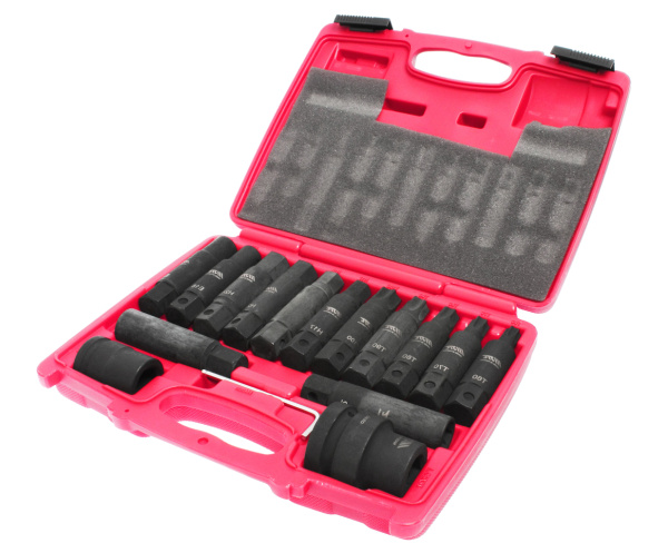 Набор бит 3/4" SPLINE Е18-24, TORX Т60-100, HEX Н17-24 ударных с держат. 3/4", 1" 107мм 16 пр. JTC-J616C